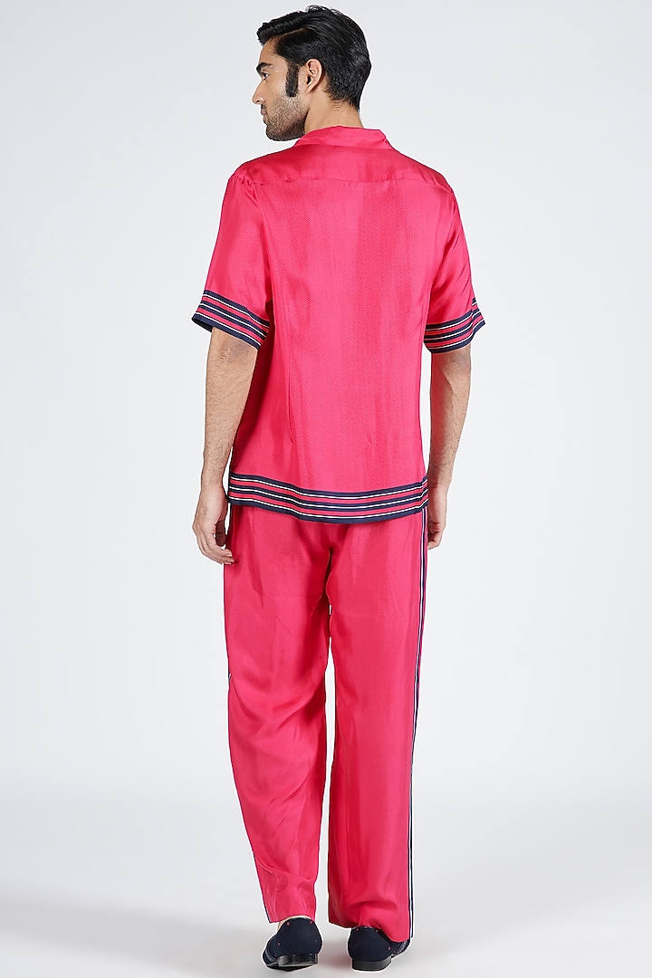 Pink Twill Silk Printed Wedding Shirt by S&N by Shantnu Nikhil Men at Pernia's Pop Up Shop
