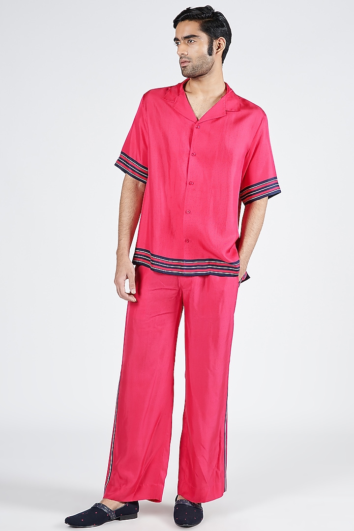 Pink Twill Silk Printed Wedding Shirt by S&N by Shantnu Nikhil Men at Pernia's Pop Up Shop
