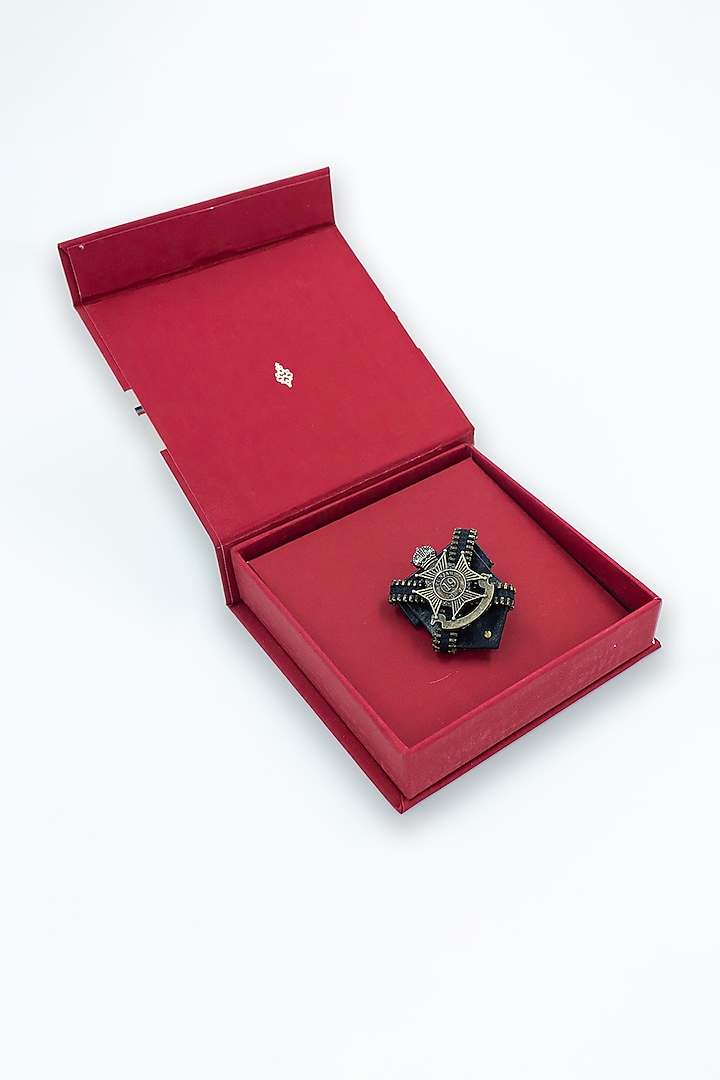 Black Faux Leather & Metal Brooch by S&N by Shantnu Nikhil Men at Pernia's Pop Up Shop