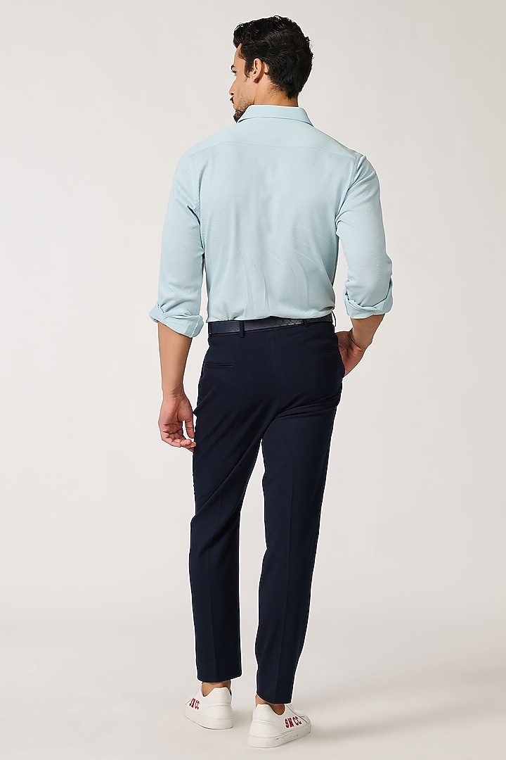 Light Blue Pique Knit Party Wear Shirt by S&N by Shantnu Nikhil Men at Pernia's Pop Up Shop