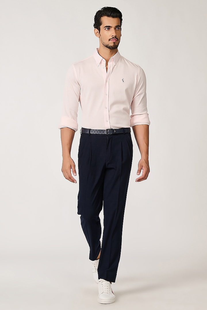 Pink Pique Knit Shirt by S&N by Shantnu Nikhil Men