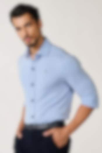 Light Blue Knit Melange Shirt by S&N by Shantnu Nikhil Men