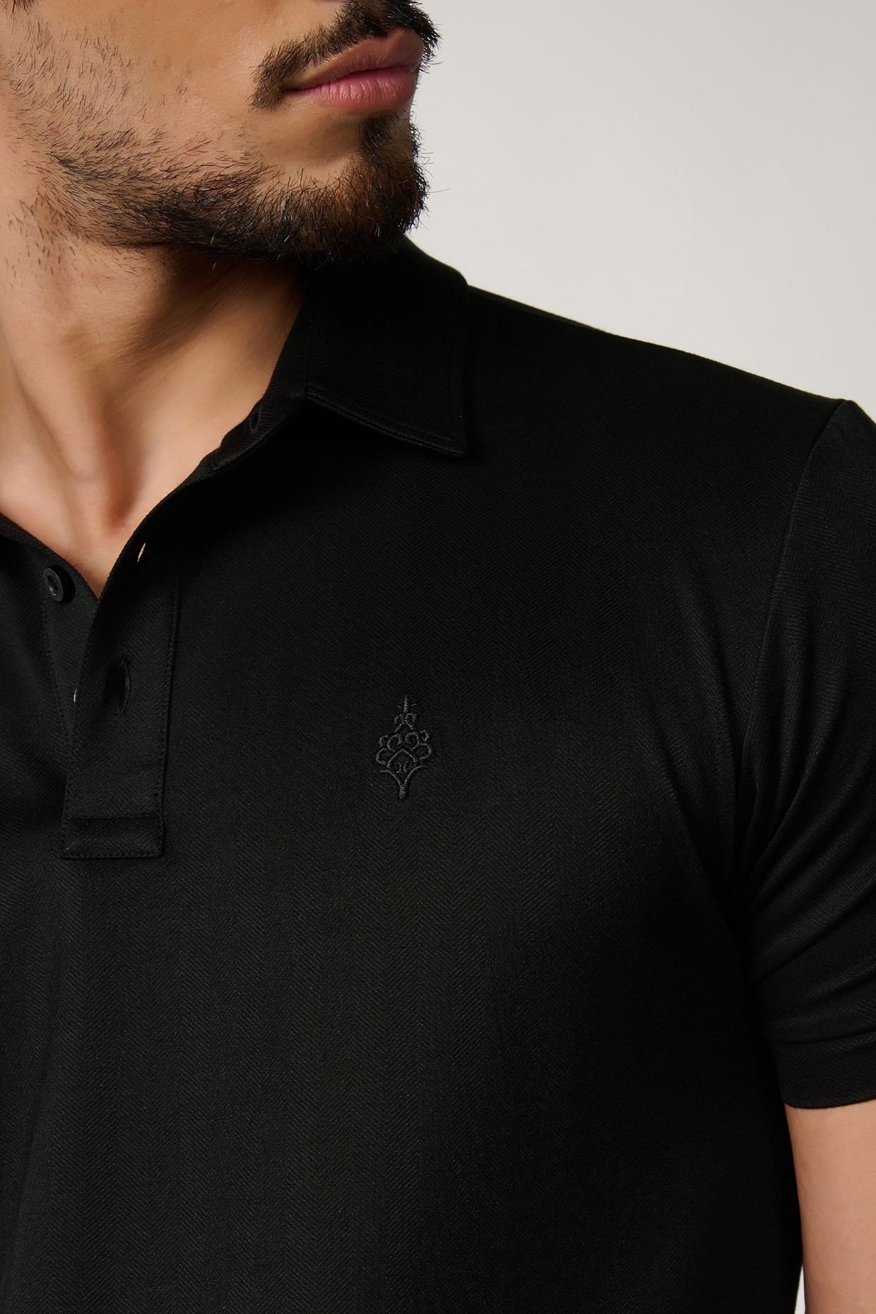 Black Viscose & Nylon Polo T-Shirt by S&N by Shantnu Nikhil