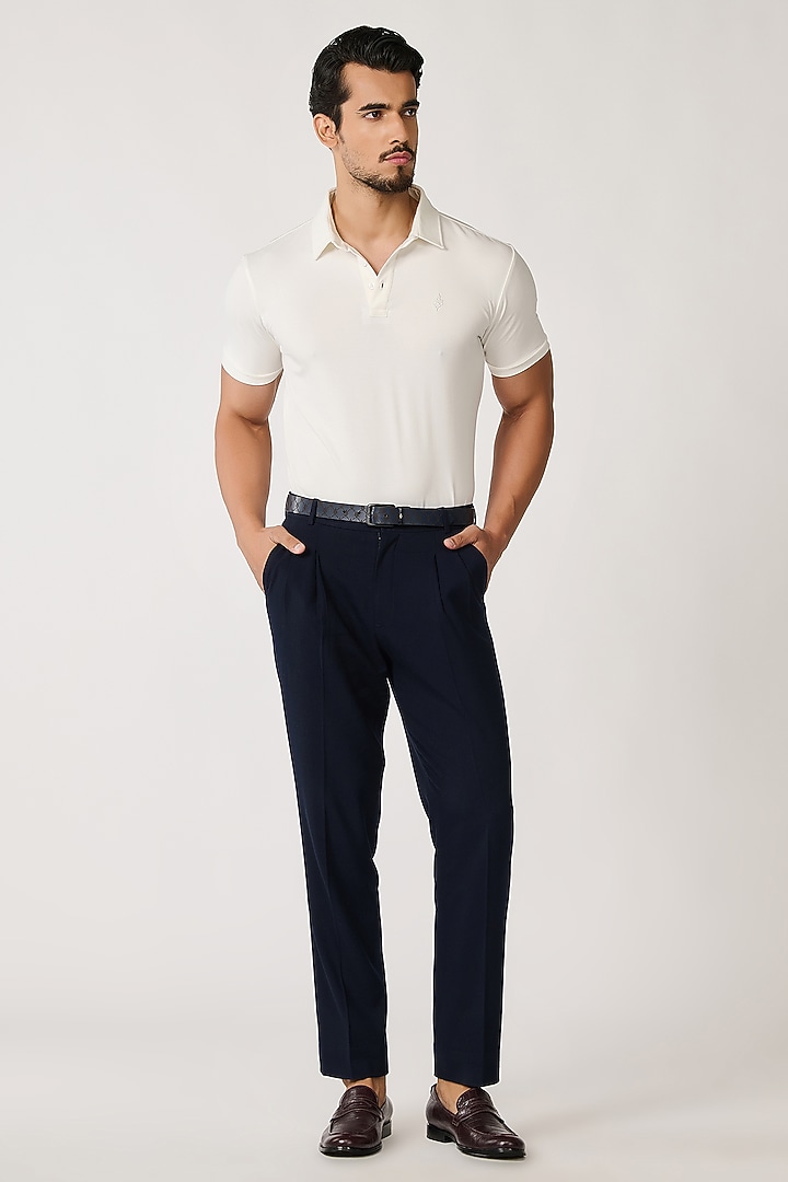 Off-White Viscose & Nylon Polo T-Shirt by S&N by Shantnu Nikhil Men at Pernia's Pop Up Shop
