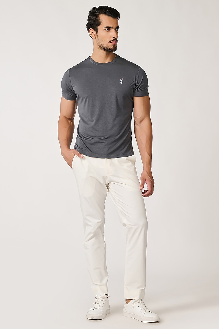 Grey Viscose Nylon Blend T-Shirt by S&N by Shantnu Nikhil Men