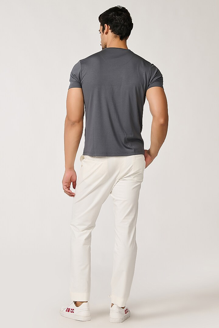 Grey Viscose Nylon Blend T-Shirt by S&N by Shantnu Nikhil Men at Pernia's Pop Up Shop