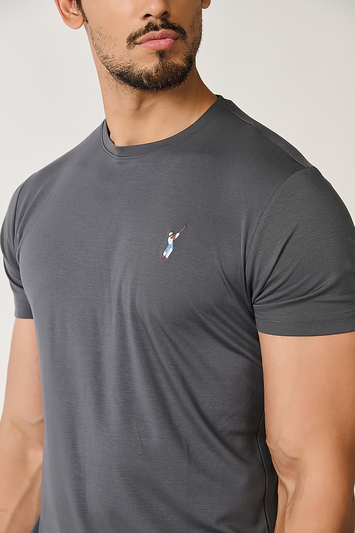Grey Viscose Nylon Blend T-Shirt by S&N by Shantnu Nikhil Men at Pernia's Pop Up Shop