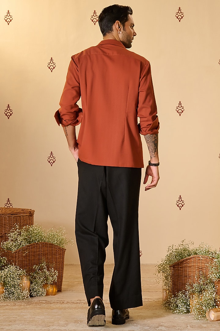 Rust Rayon Blend Jacket by S&N by Shantnu Nikhil Men at Pernia's Pop Up Shop