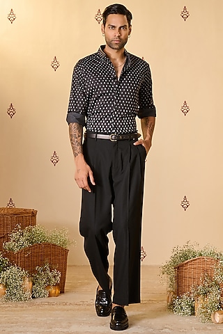 Black Crepe Jersey Shirt by S&N by Shantnu Nikhil Men