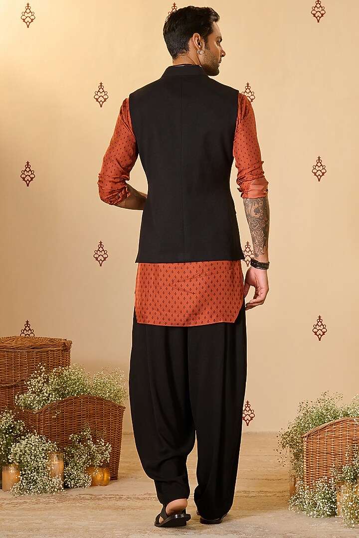 Black Rayon Blend Waistcoat by S&N by Shantnu Nikhil Men at Pernia's Pop Up Shop