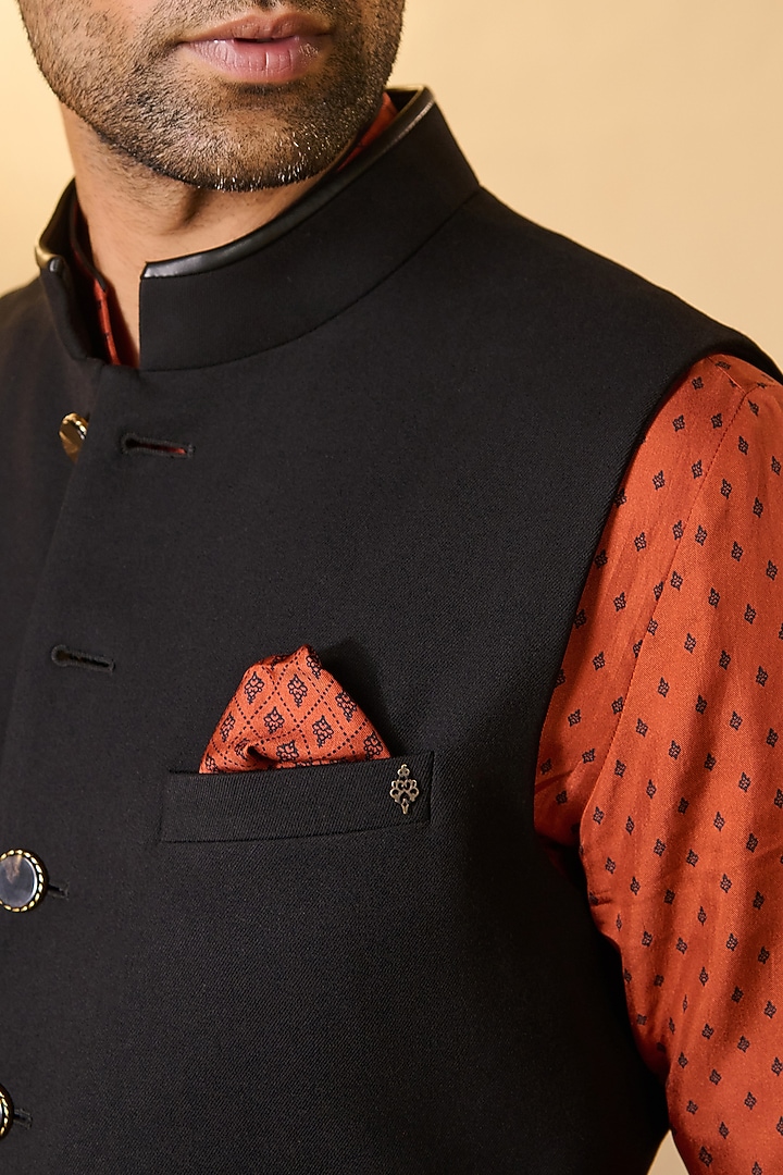Black Rayon Blend Waistcoat by S&N by Shantnu Nikhil Men at Pernia's Pop Up Shop