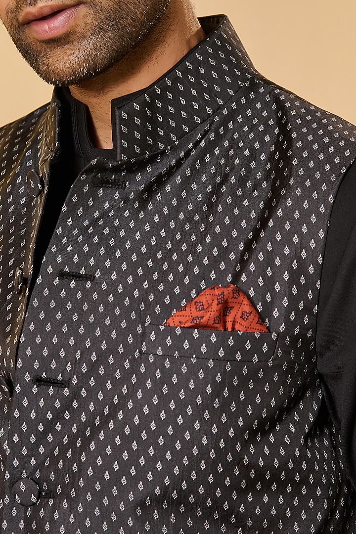 Black Silk Twill Waistcoat by S&N by Shantnu Nikhil Men at Pernia's Pop Up Shop