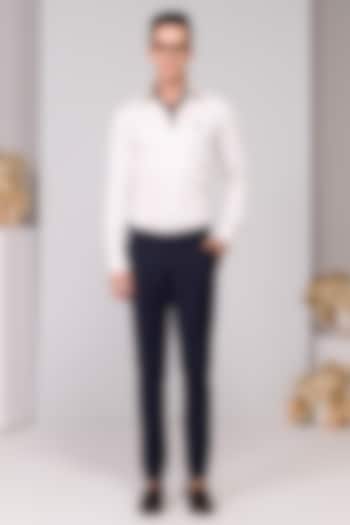 Navy Poly Blend Viscose Lycra Trousers by S&N by Shantnu Nikhil Men at Pernia's Pop Up Shop