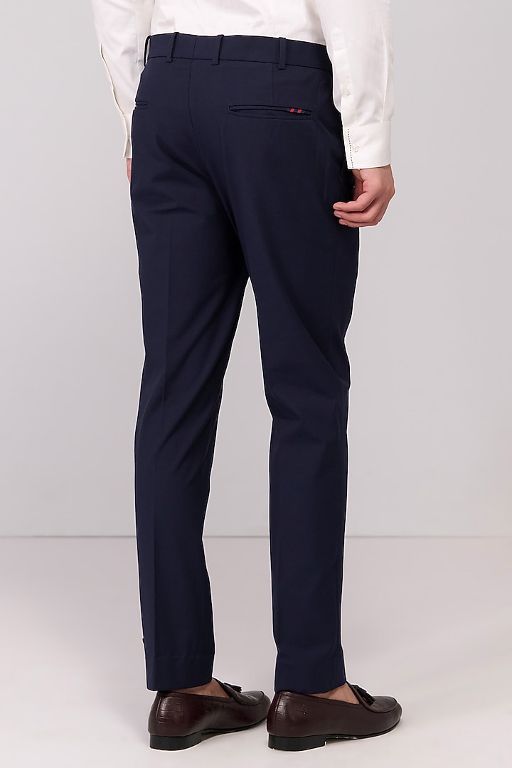 Navy Poly Blend Viscose Lycra Trousers by S&N by Shantnu Nikhil Men at Pernia's Pop Up Shop