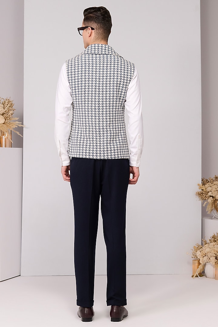 Off-White Houndstooth Linen Waistcoat by S&N by Shantnu Nikhil Men at Pernia's Pop Up Shop