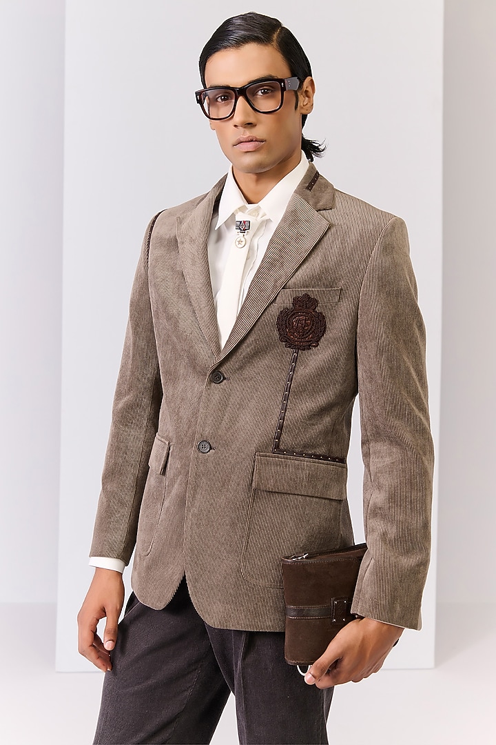 Brown Corduroy Jacket by S&N by Shantnu Nikhil Men at Pernia's Pop Up Shop