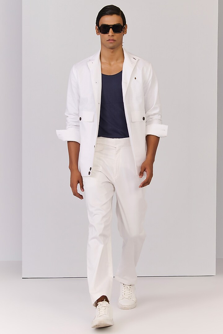 Off-White Linen Wedding Shirt by S&N by Shantnu Nikhil Men at Pernia's Pop Up Shop