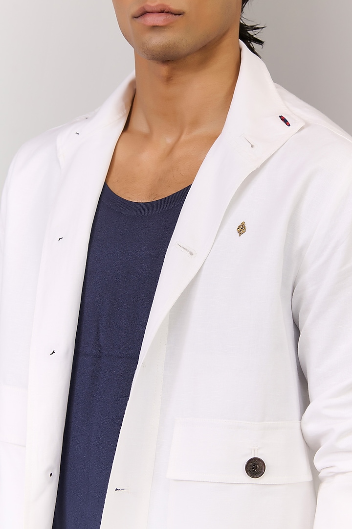 Off-White Linen Wedding Shirt by S&N by Shantnu Nikhil Men at Pernia's Pop Up Shop