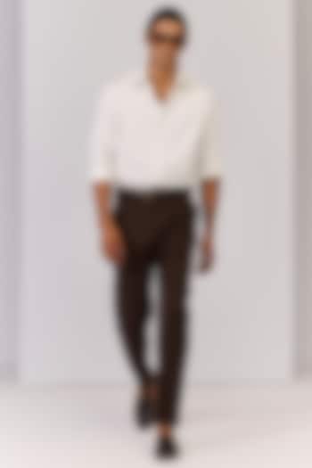 Choco Brown Rayon Nylon Spandex Trousers by S&N by Shantnu Nikhil Men at Pernia's Pop Up Shop