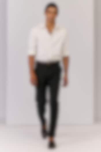 Military Green Rayon Nylon Spandex Trousers by S&N by Shantnu Nikhil Men at Pernia's Pop Up Shop