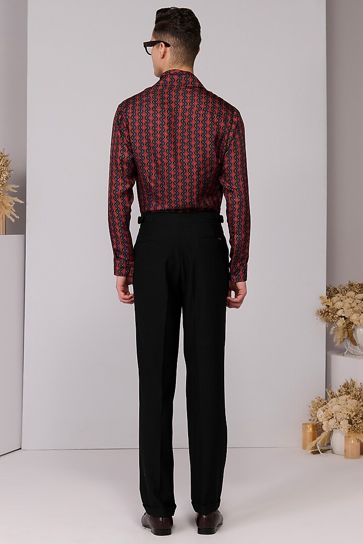 Cherry Red Silk Twill Printed Wedding Shirt by S&N by Shantnu Nikhil Men at Pernia's Pop Up Shop