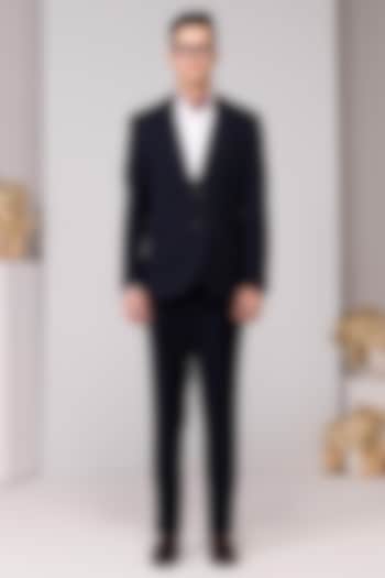 Navy Poly Blend Viscose Lycra Jacket by S&N by Shantnu Nikhil Men at Pernia's Pop Up Shop