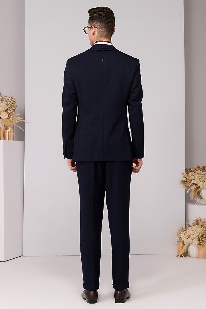 Navy Poly Blend Viscose Lycra Jacket by S&N by Shantnu Nikhil Men at Pernia's Pop Up Shop