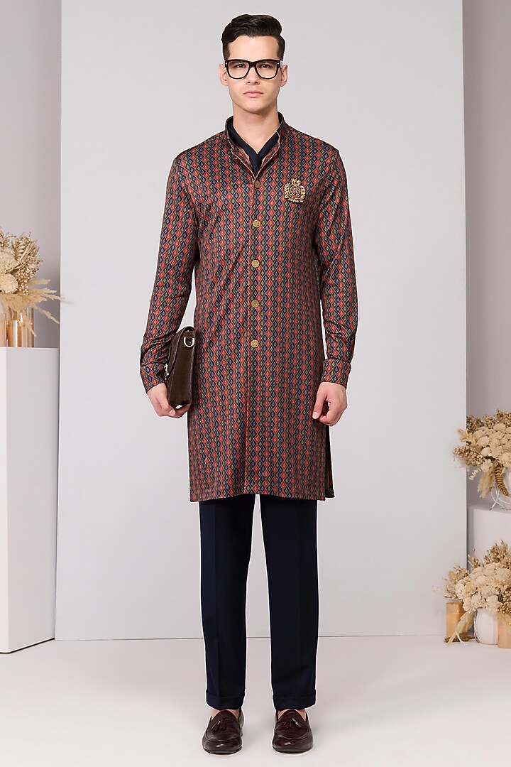 Multi-Colored Crepe Jersey Printed Kurta by S&N by Shantnu Nikhil Men at Pernia's Pop Up Shop