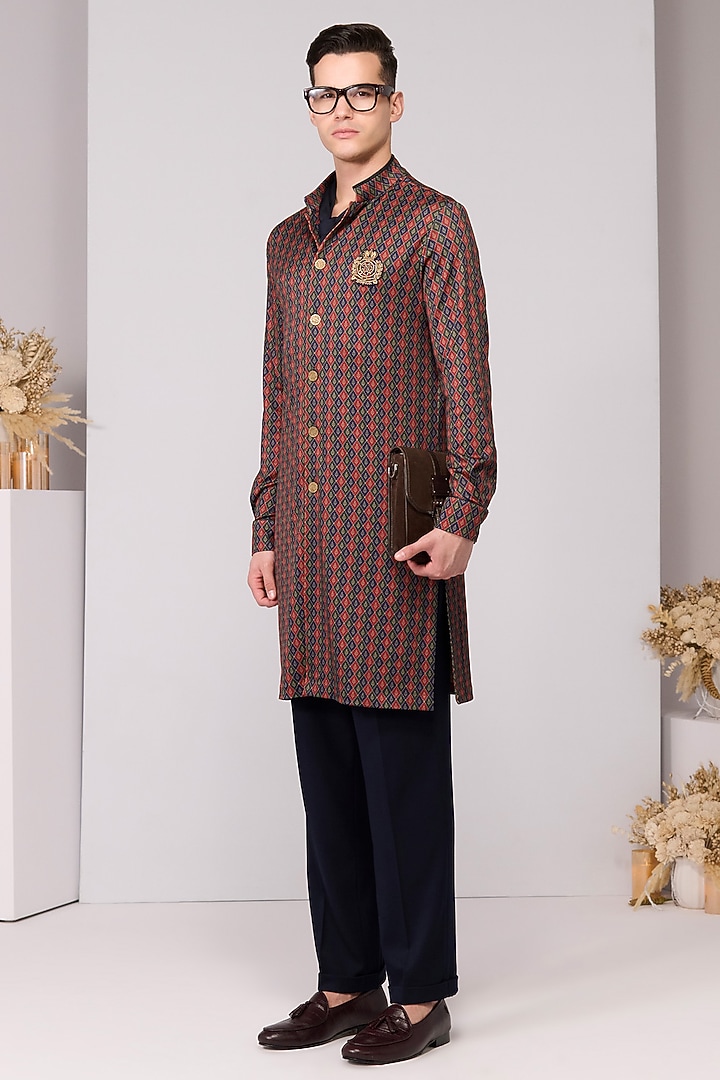 Multi-Colored Crepe Jersey Printed Kurta by S&N by Shantnu Nikhil Men at Pernia's Pop Up Shop