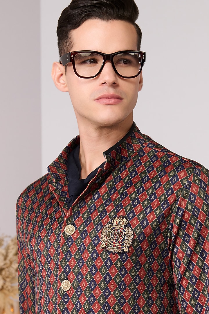 Multi-Colored Crepe Jersey Printed Kurta by S&N by Shantnu Nikhil Men at Pernia's Pop Up Shop