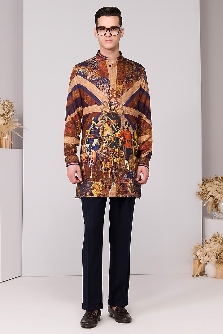 Multi-Colored Silk Twill Printed Kurta by S&N by Shantnu Nikhil Men at Pernia's Pop Up Shop