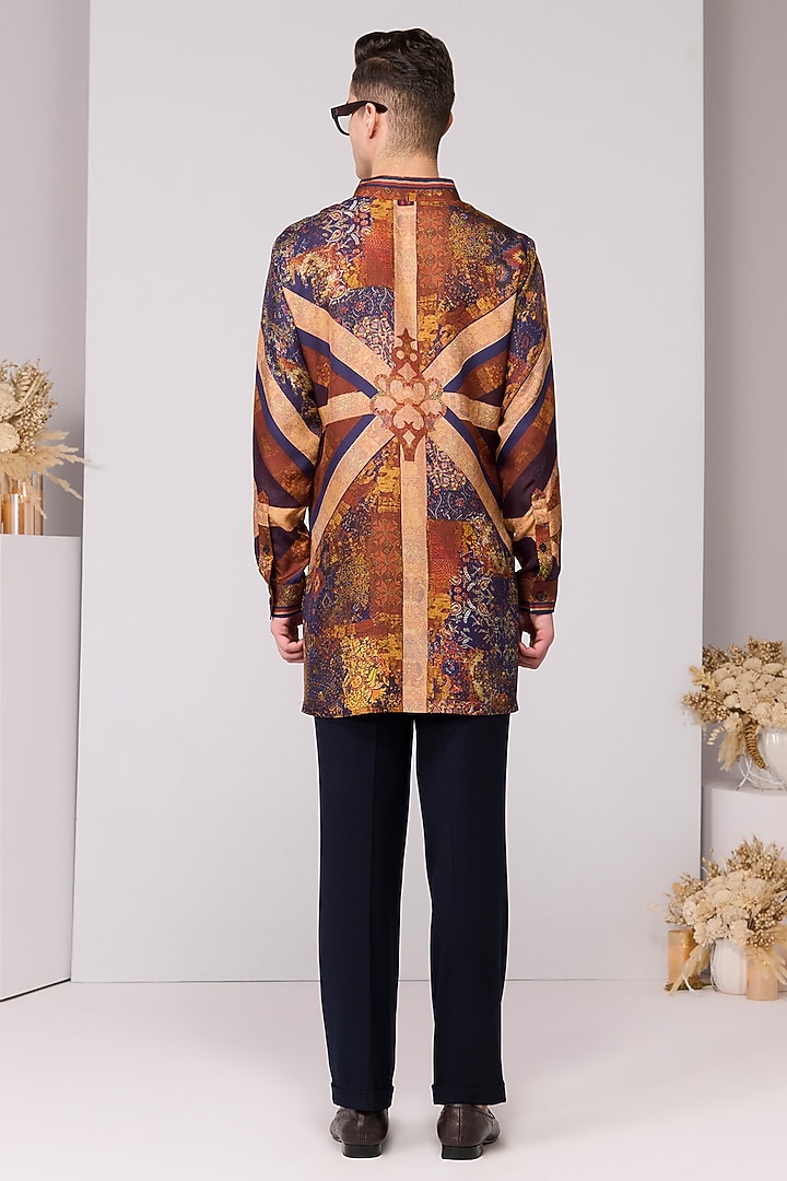 Multi-Colored Silk Twill Printed Kurta by S&N by Shantnu Nikhil Men at Pernia's Pop Up Shop