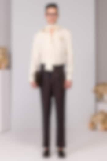 Beige Silk Twill Embroidered Wedding Shirt by S&N by Shantnu Nikhil Men at Pernia's Pop Up Shop