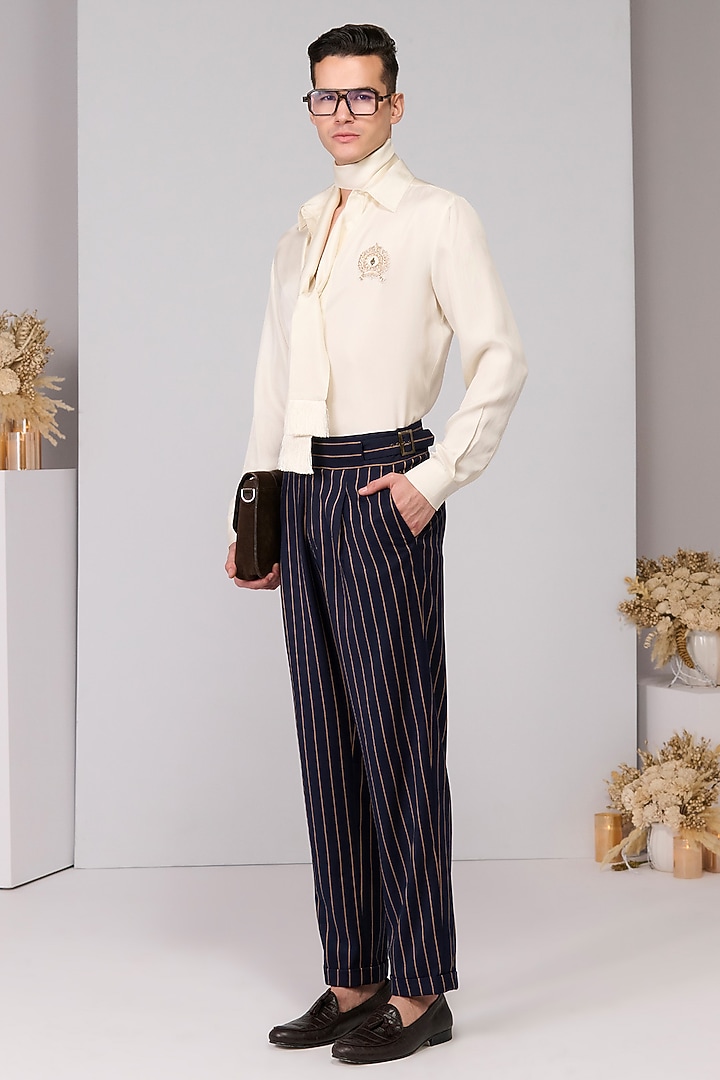 Beige Silk Twill Embroidered Wedding Shirt by S&N by Shantnu Nikhil Men at Pernia's Pop Up Shop