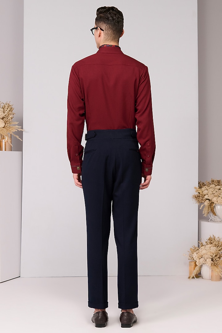 Cherry Red Brushed Suiting Blend Wedding Shirt by S&N by Shantnu Nikhil Men at Pernia's Pop Up Shop