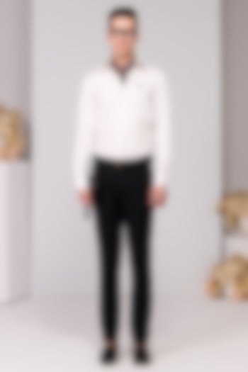 Black Poly Blend Viscose Lycra Trousers by S&N by Shantnu Nikhil Men at Pernia's Pop Up Shop