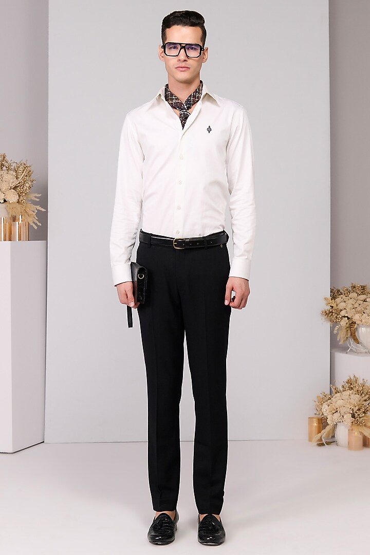 Black Poly Blend Viscose Lycra Trousers by S&N by Shantnu Nikhil Men at Pernia's Pop Up Shop