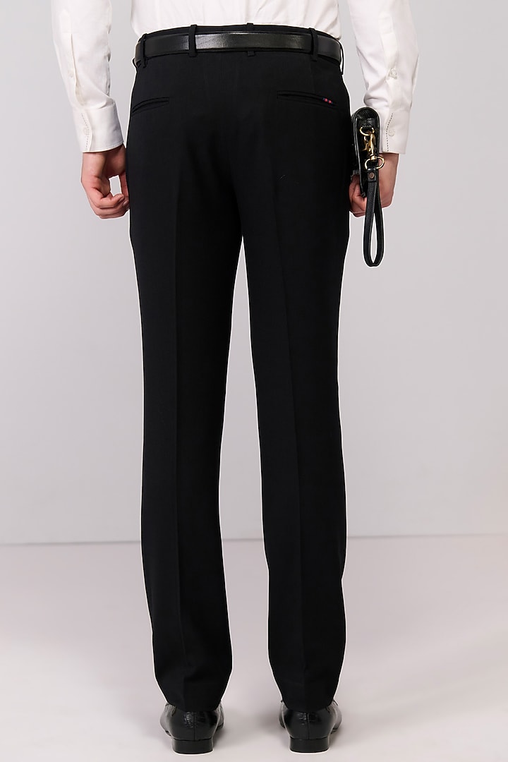 Black Poly Blend Viscose Lycra Trousers by S&N by Shantnu Nikhil Men at Pernia's Pop Up Shop