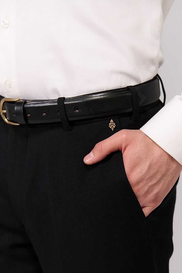 Black Poly Blend Viscose Lycra Trousers by S&N by Shantnu Nikhil Men at Pernia's Pop Up Shop