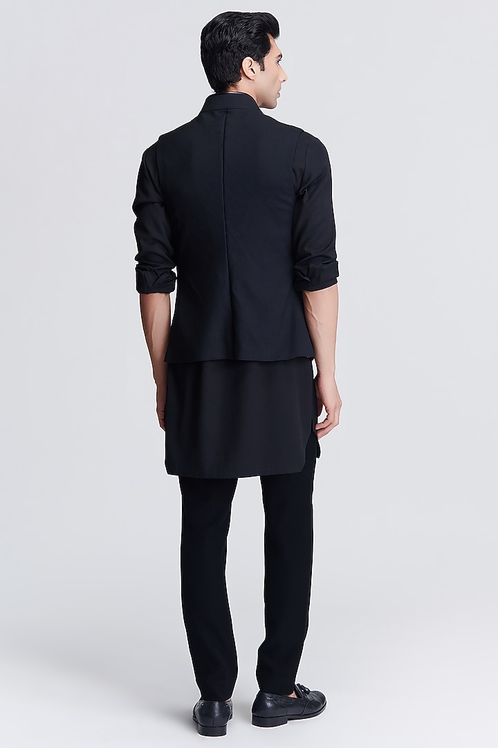 Black Velvet & Suiting Waistcoat by S&N by Shantnu Nikhil Men at Pernia's Pop Up Shop