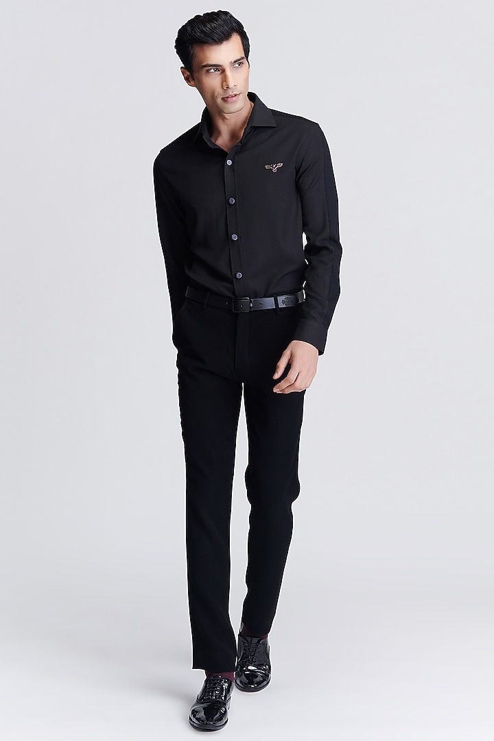 Black Suiting Wedding Shirt by S&N by Shantnu Nikhil Men at Pernia's Pop Up Shop