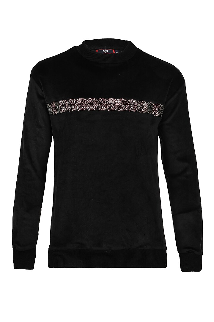 Black Velvet Sweatshirt by S&N by Shantnu Nikhil Men at Pernia's Pop Up Shop