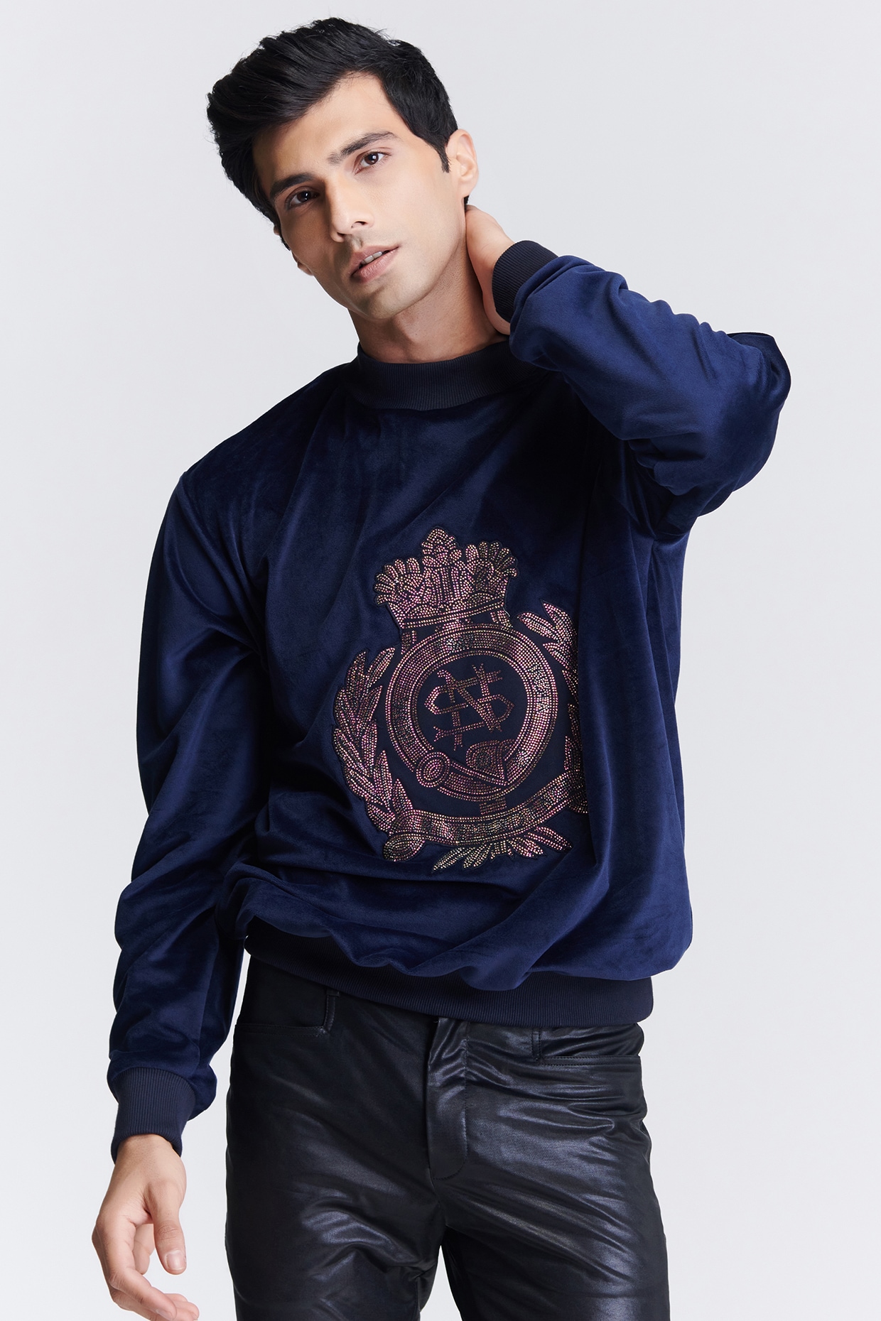 Blue clearance velvet sweatshirt