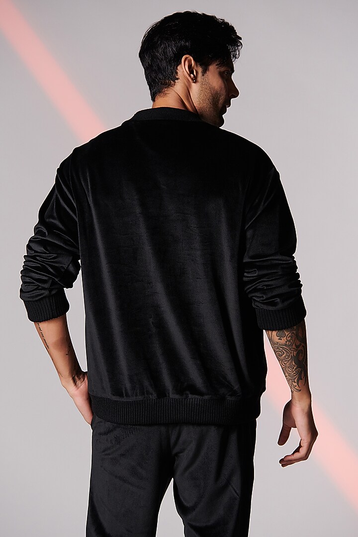 Black Poly Blend & Poly Jersey Sweatshirt by S&N by Shantnu Nikhil Men at Pernia's Pop Up Shop