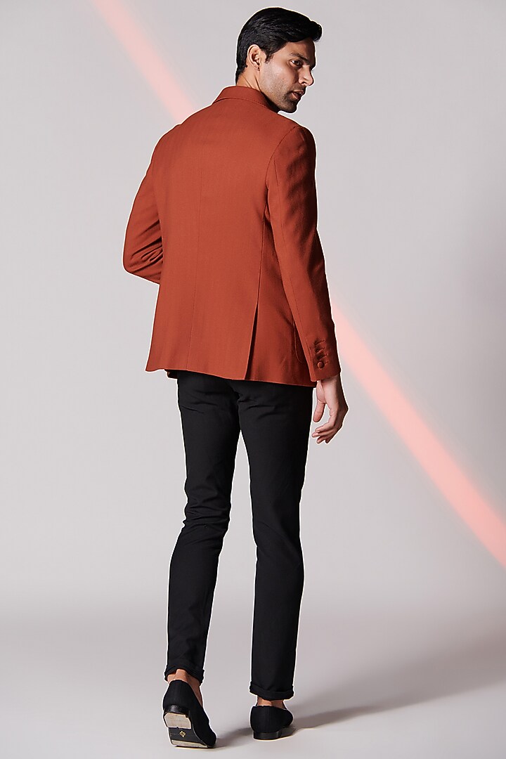 Rust Poly Blend Jacket by S&N by Shantnu Nikhil Men at Pernia's Pop Up Shop
