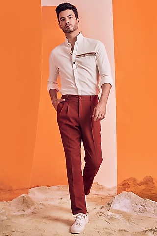 Off-White Embroidered Shirt by S&N by Shantnu Nikhil Men