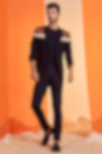 Navy Blue Poly Blend Jacket by S&N by Shantnu Nikhil Men at Pernia's Pop Up Shop