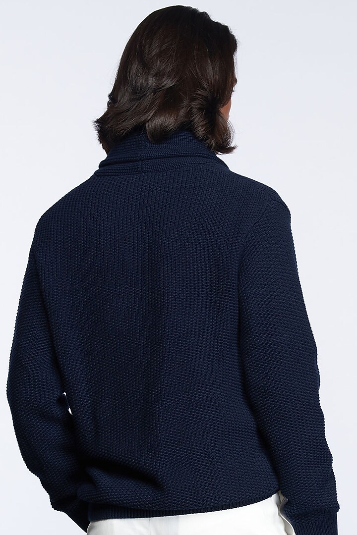 Navy Merino Wool Cardigan by S&N by Shantnu Nikhil Men at Pernia's Pop Up Shop