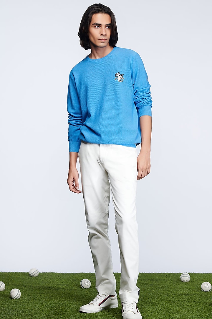 Light Blue Merino Wool Sweater by S&N by Shantnu Nikhil Men