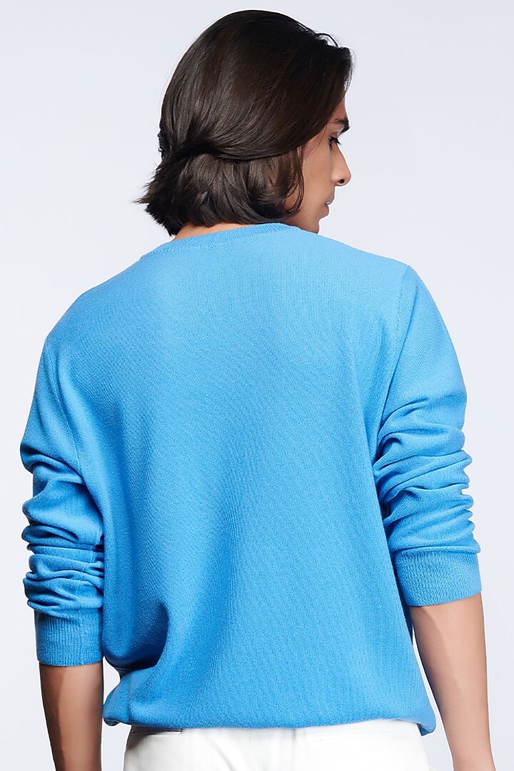 Light Blue Merino Wool Sweater by S&N by Shantnu Nikhil Men at Pernia's Pop Up Shop